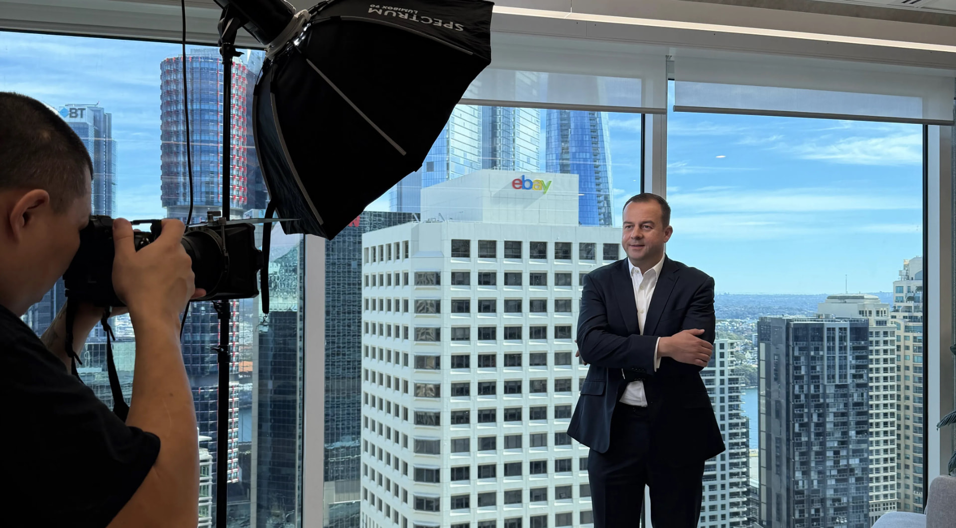 Executive interview filmed direct to camera in a Sydney office